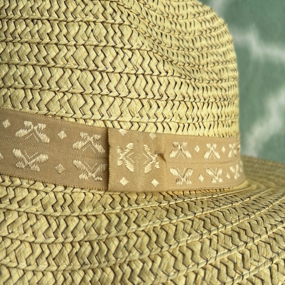 NEW natural Straw Hat with Tan fabric Band - Picture 2 of 4